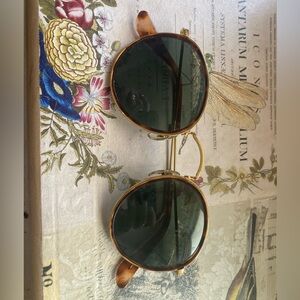 Vintage Ray-Ban B&L Gold and Tortoiseshell Round Sunglasses